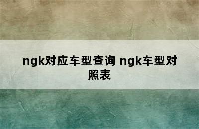 ngk对应车型查询 ngk车型对照表